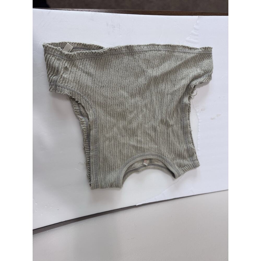 Free People Gray Ribbed Blouse